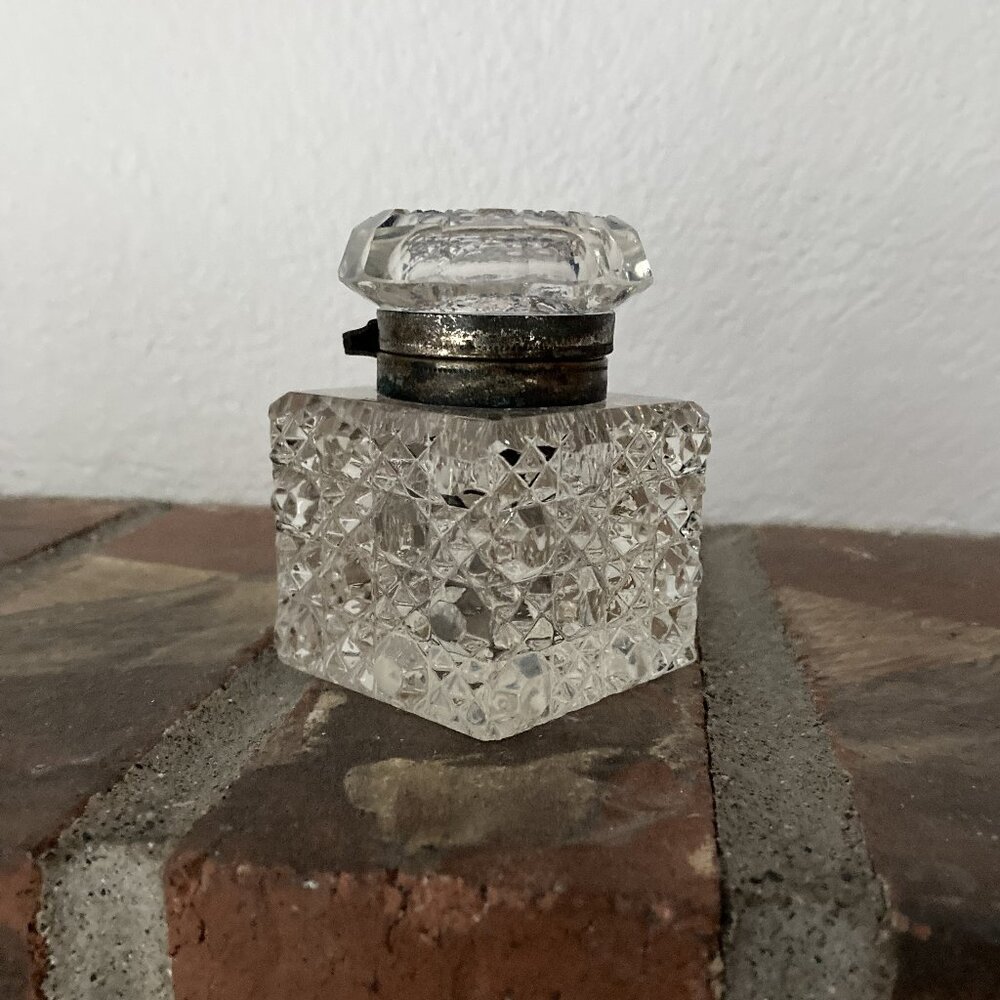 Vintage Cut Glass Inkwell